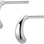 Sterling Silver Mini Curved Bar Earrings for Women Girls 14K Gold Plated Minimalist Tiny Short Bars Teardrop Stud Cartilage Tragus Post Hypoallergenic Dainty Jewelry Gifts