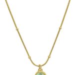 Green Aventurine Stone Pendant Necklace for Women Dainty 18K Plated Gold Chain Choker Necklace,Layered Necklace,Jewelry Set Non Tarnish