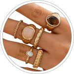 Chunky Rings for Women Stackable Vintage Adjustable Rings for Women Gold Statement Stone Ring Set Non Tarnish Vintage Jewelry