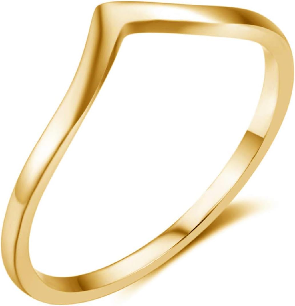 51FaOnp1LyL._AC_SL1100_.jpg Stainless Steel V Shaped Wedding Band Engagement Promise Ring for Women Pointed Chevron Classical Simple Plain Statement Ring - Image 1