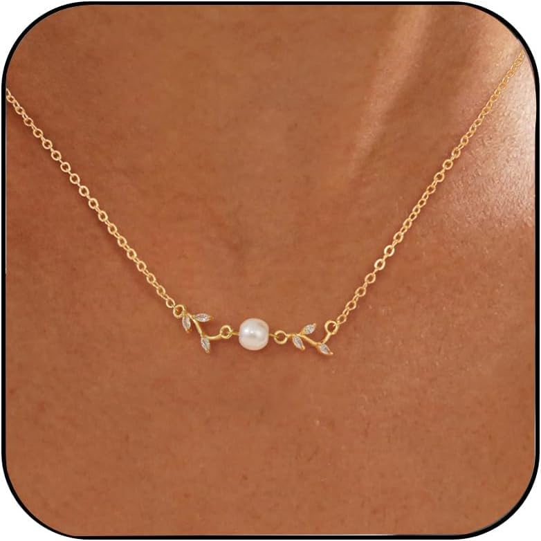 51Q29bfIYeL._AC_SL1500_.jpg Pearl Necklaces for Women, 14K Gold Plated Charm Necklace Cute Pearl Pendant Necklace Dainty Gold Necklaces for Women Trendy Gold Jewelry - Image 1