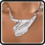 14K Gold Plated Irregular Pendant Necklace for Women,Large Trendy Geometric Statement Clavicle Necklace Dainty Punk Gathering Party Jewelry Gifts
