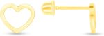 14K Gold Heart Design Screw Back Stud Earrings for Women - Image 2
