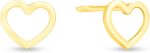 14K Gold Heart Design Screw Back Stud Earrings for Women