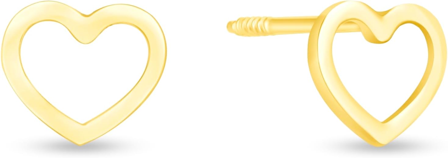 51fBNBbvWRL._AC_SL1500_.jpg 14K Gold Heart Design Screw Back Stud Earrings for Women - Image 1