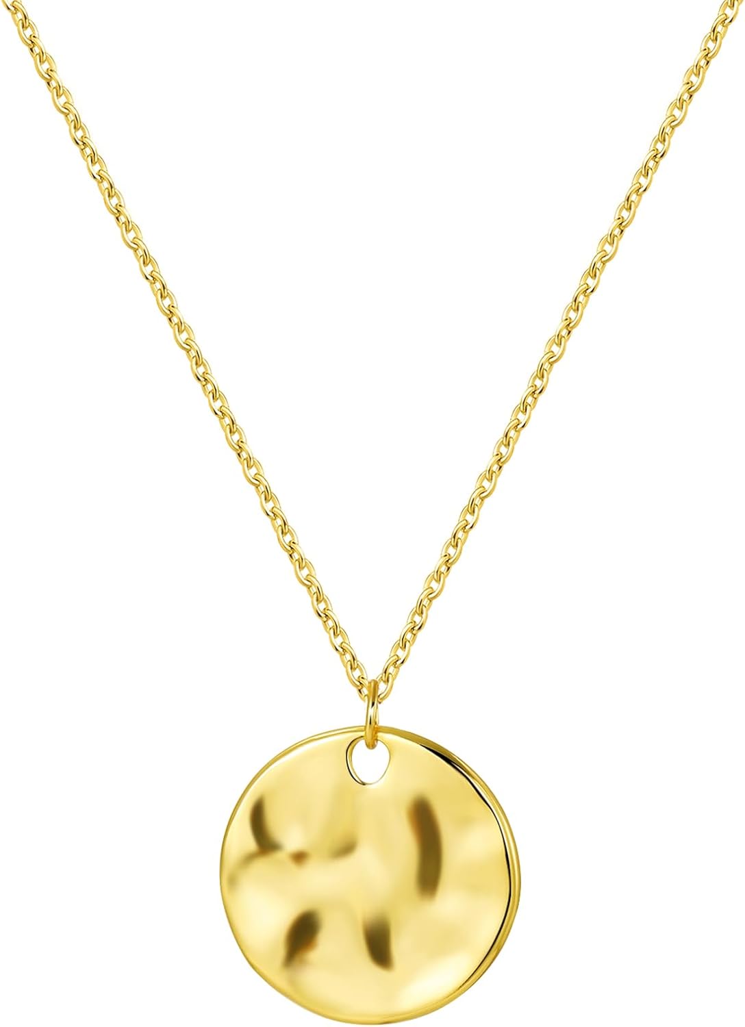 51yVZB-htGL._AC_SL1500_.jpg Gold Pendant Necklaces for Women, Gold Plated Pendant Necklace, Fashionable Hammered Pendant Necklaces Simple Multiple Shapes Necklace for Women Unique Gift - Image 1