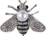 Rhinestone Pearl Bee Brooch Honey Bee Lapel Pin Vintage Crystal Insect Pin for Women Men - Image 2