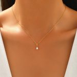 14K Gold Plated Teardrop Dainty Gold Necklace for Women Solitaire Tear Pear Cubic Zirconia 925 Sterling Silver Pendant Necklace for Women Tear Drop Charm Choker Necklaces for Women Mother's Day Easter Gift for Her Mom Girlfriend - Image 2