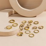 22 Pcs Gold Vintage Knuckle Rings Set for Women,Stackable Boho Finger Rings Hollow Out Design Adjustable Ring Pack for Women - Image 2