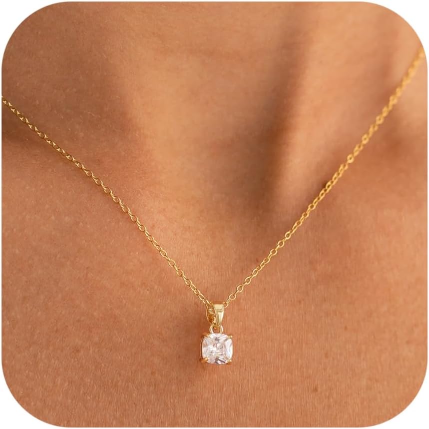 61EZUlZUszL._AC_SL1500_.jpg Dainty Silver Gold Necklaces for Women Cute Station Choker Simulated Diamond Necklace Simple Layering Necklace Trendy Jewelry Gifts - Image 1
