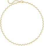 Dainty Gold Choker Necklace for Women 14K Gold Plated Coin Disc Layered Beaded Flat Mariner Sideways Cross Wishbone Link Clavicle Necklaces