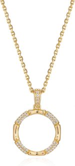 Dainty Gold Necklace for Women-14K Gold Plated Simple Pendant Circle Necklace Charm Statement Long Necklaces for Women Jewelry Gifts