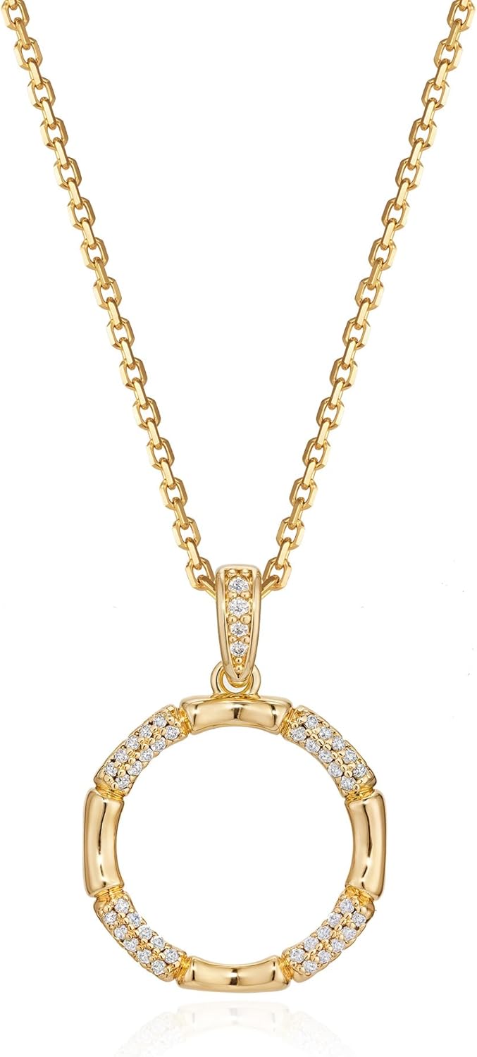 61H2xpIqPDL._AC_SL1500_.jpg Dainty Gold Necklace for Women-14K Gold Plated Simple Pendant Circle Necklace Charm Statement Long Necklaces for Women Jewelry Gifts - Image 1