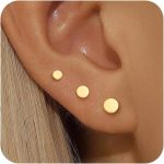 3 Pairs 14k Gold Stud Earrings for Women Hypoallergenic 925 Sterling Silver Post Dainty Silver Cartilage Tragus Earrings Stacks Set Trendy Small Diamond Heart Multiple Piercing Jewelry for Men