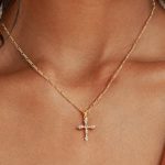 Cross Necklace for Women,Double Cross Necklace 14K Gold Plated Cross Pendant Necklace Dainty Gold Cross Necklaces for Women Trendy Small Cross Charm Necklace Simple Cute Choker Necklaces Gold Jewery - Image 2