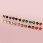12 Pairs Multi Gemstone Stud Earrings Stainless Steel Turquoise Tiger Eye Onyx Lapis Lazuli Malachite Stone Stud Earrings Set for Women - Image 2