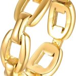 18K Gold Plated/Silver Stainless Steel Cuff Link Ring for Women