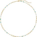 Beaded Necklaces for Women 14K Gold Plated Dainty Colorful Green/Rose Beaded Pearl Choker Necklace Delicate Boho Choker Necklace Jewelry Gift