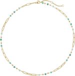 Beaded Necklaces for Women 14K Gold Plated Dainty Colorful Green/Rose Beaded Pearl Choker Necklace Delicate Boho Choker Necklace Jewelry Gift