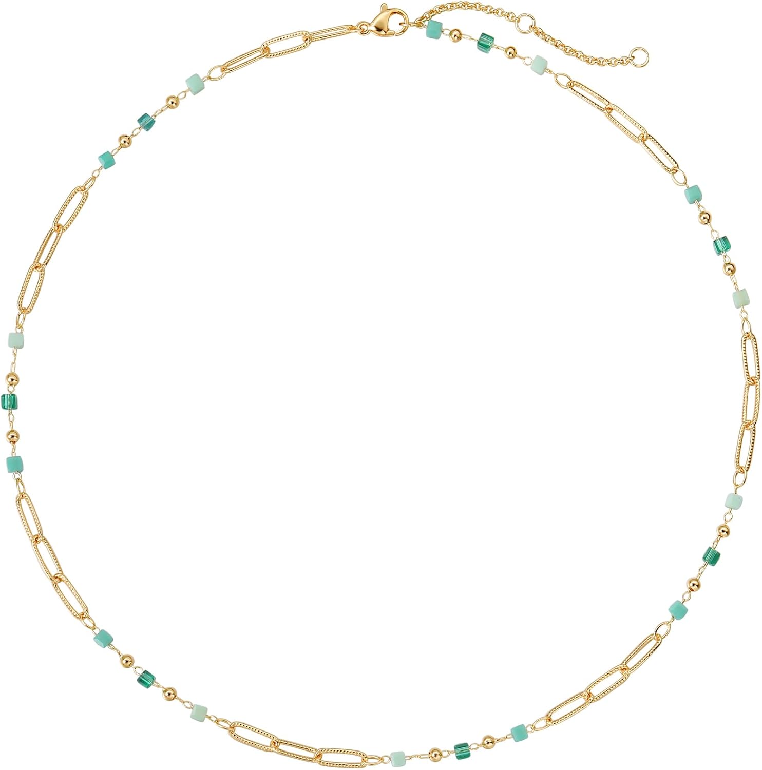 61k4pse8QXL._AC_SL1500_.jpg Beaded Necklaces for Women 14K Gold Plated Dainty Colorful Green/Rose Beaded Pearl Choker Necklace Delicate Boho Choker Necklace Jewelry Gift - Image 1