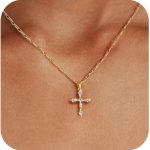 Cross Necklace for Women,Double Cross Necklace 14K Gold Plated Cross Pendant Necklace Dainty Gold Cross Necklaces for Women Trendy Small Cross Charm Necklace Simple Cute Choker Necklaces Gold Jewery