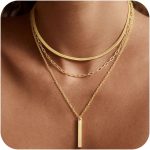 14K Gold Plated Layered Necklace for Women, 3 Layer Dainty Gold Necklace with Minimalist Pendant, Elegant Everyday Gold Jewelry Gift