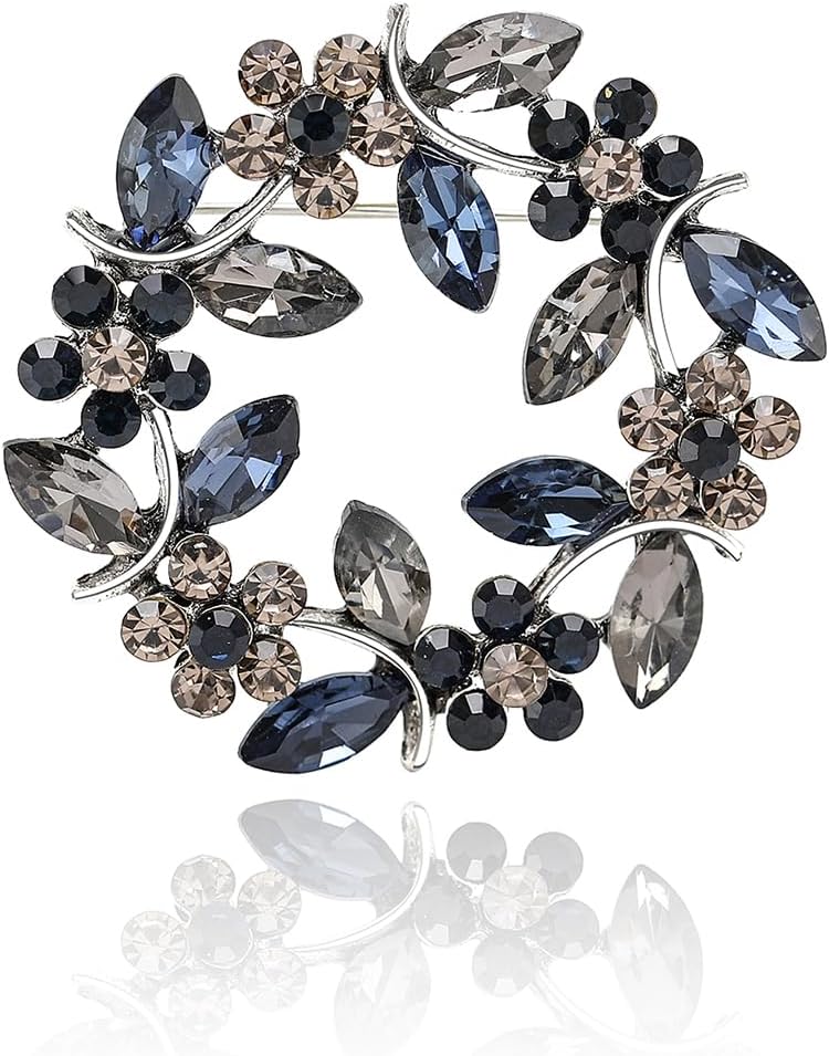 61pQQkHdvwL._AC_SL1200_.jpg Rhinestone Wreath Brooches for Women Unisex Flower Pins Olive Branch Brooches Office Party Casual Accessories Gifts Flower Brooch Plant Brooch - Image 1