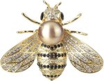 Rhinestone Pearl Bee Brooch Honey Bee Lapel Pin Vintage Crystal Insect Pin for Women Men
