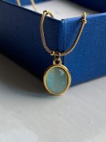 Green Aventurine Stone Pendant Necklace for Women Dainty 18K Plated Gold Chain Choker Necklace,Layered Necklace,Jewelry Set Non Tarnish - Image 2