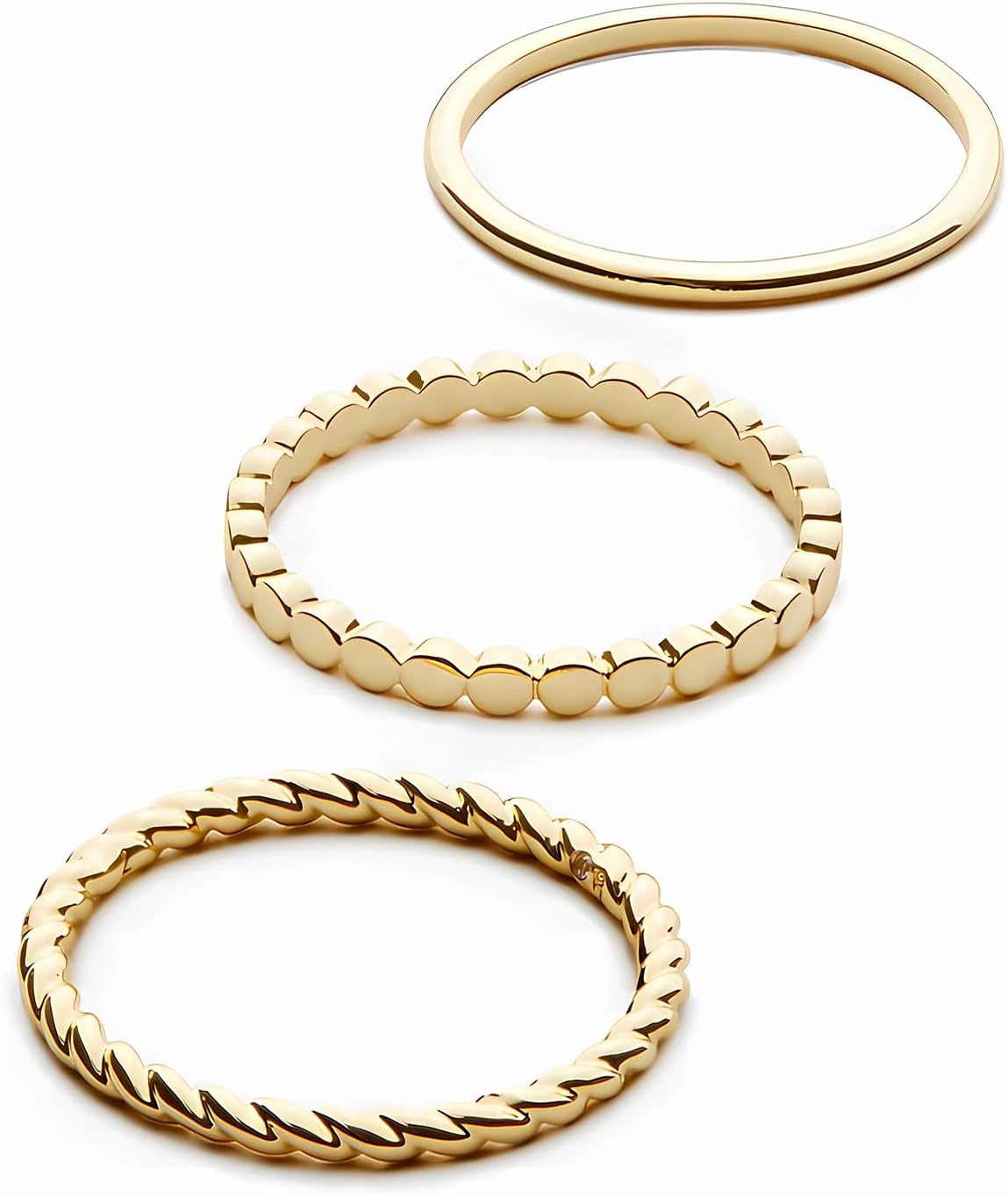 61vdjHR3bEL._AC_SL1500_.jpg 14K Gold Filled Rings for Women, Dainty Stacking Rings for Women, Thin Gold Band Ring Plain Statement Ring Comfort Fit - Image 1