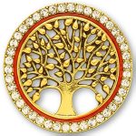 Gold Tree of Life Brooch Pins Rhinestone Flower Vintage Lapel Badge Brooches for Women Fashion Jewelry Clothing Accessories