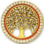 Gold Tree of Life Brooch Pins Rhinestone Flower Vintage Lapel Badge Brooches for Women Fashion Jewelry Clothing Accessories