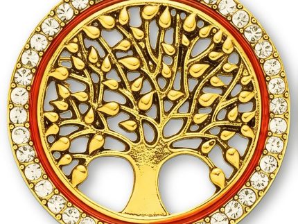 Gold Tree of Life Brooch Pins Rhinestone Flower Vintage Lapel Badge Brooches for Women Fashion Jewelry Clothing Accessories