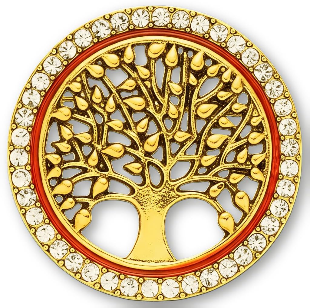 71-ruGDIAOL._AC_SL1024_.jpg Gold Tree of Life Brooch Pins Rhinestone Flower Vintage Lapel Badge Brooches for Women Fashion Jewelry Clothing Accessories - Image 1