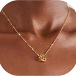 Love Knot Necklace for Women, Dainty Fashion Chain Knot Cute Necklace, 14K Gold Plated Non Tarnish Charm Elegant Jewelry Gift for Women