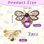 3 Pcs Bee Brooch Pin, Vintage Rhinestone Crystal Bumble Bee Jewelry Lapel Pin, Stylish Insect Themed Accessory for Women Men Party Dating Daily (1.54 x 1 inch) - Image 2