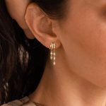 Dangle Earrings For Women, Dainty Gold Drop Statement Earrings 14K Gold Plated Long Huggie Earrings for Women Trendy Hypoallergenic Dangly Earrings Small Triple Hoops Earrings Fashion Jewelry - Image 2