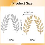 Gentlemen Suit Brooches Gold Silver Leaf Brooches 2Pair Simple Elegant Wheat Leaf Lapel Pin Retro Double Leafs Collar Pin Brooch Plant Leaves Brooch for Tuxedo Accessories Unisex Collar Jewelry - Image 2