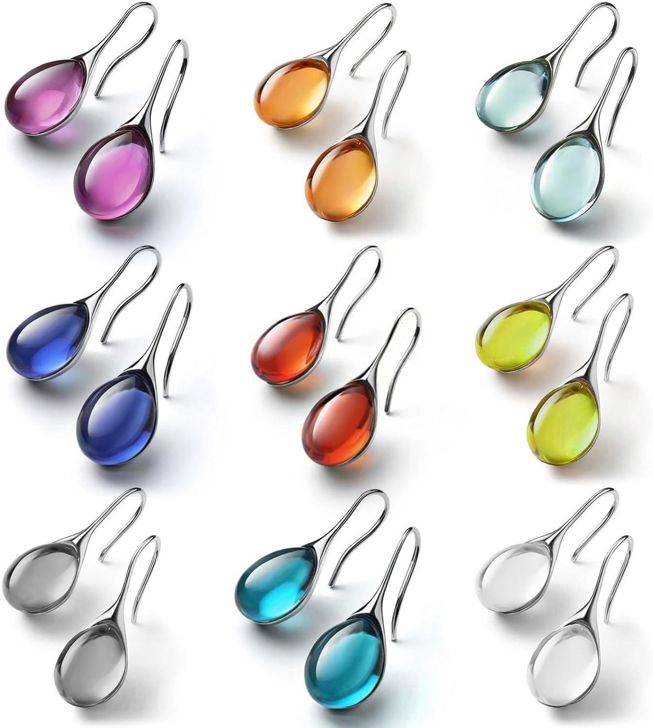 Teardrop Earrings for Women Trendy Sterling Silver Hypoallergenic Crystal Dangle Drop Earrings Set for Jewelry