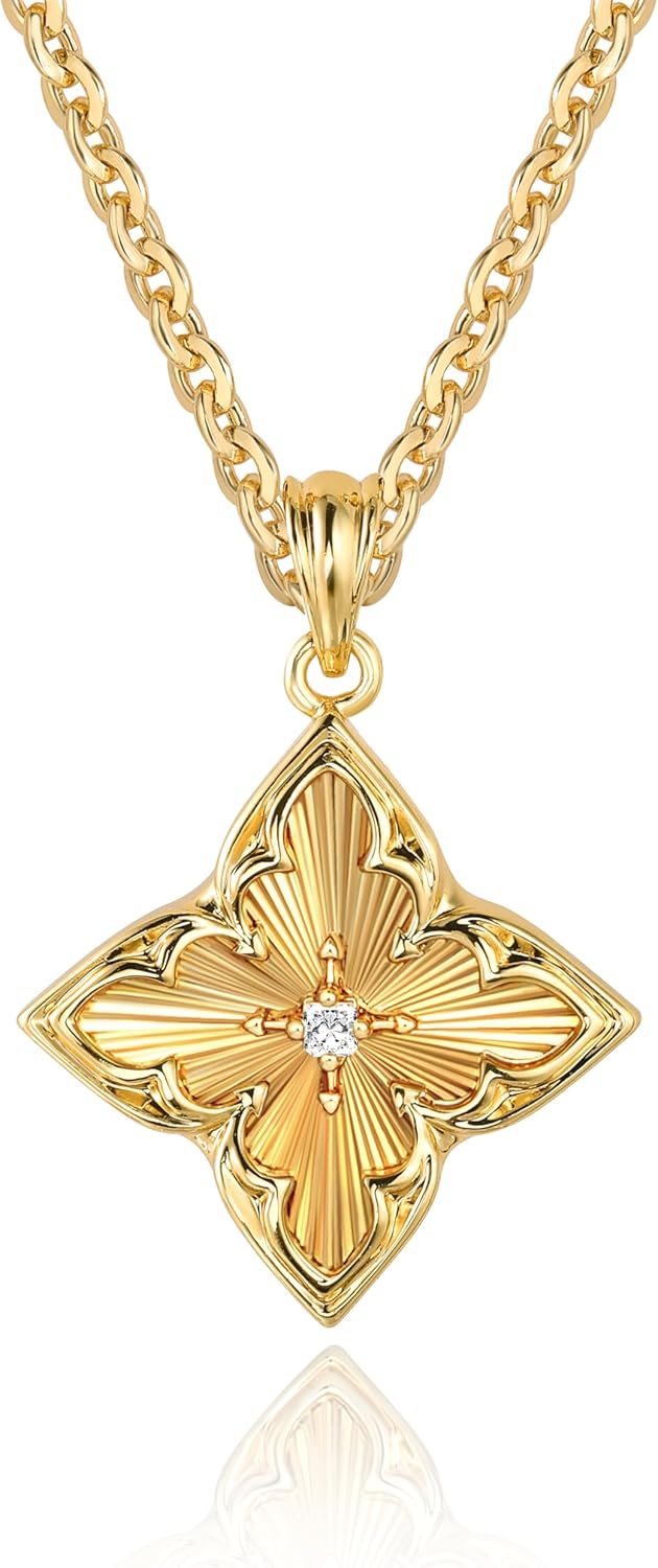 71IOwk5UbeL._AC_SL1500_.jpg Gold Clover Necklace for Women Dainty 14K Gold Plated Pendant Necklace Adjustable Chain Choker Charm Colorful Clover Pendant Lucky Necklaces for Women Jewelry - Image 1