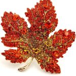 Vintage Stylish Full Micro Pave Yellow Orange Red Crystal Big Maple Leaf Brooch Pin Autumn Jewelry