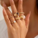 Chunky Rings for Women Stackable Vintage Adjustable Rings for Women Gold Statement Stone Ring Set Non Tarnish Vintage Jewelry - Image 2