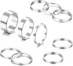 Silver Rings for Women Non Tarnish Stainless Steel Rings Set Dainty Gold Band Ring Stack Simple Stackable Thumb Pinky Ring for Multiple Size