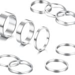 Silver Rings for Women Non Tarnish Stainless Steel Rings Set Dainty Gold Band Ring Stack Simple Stackable Thumb Pinky Ring for Multiple Size