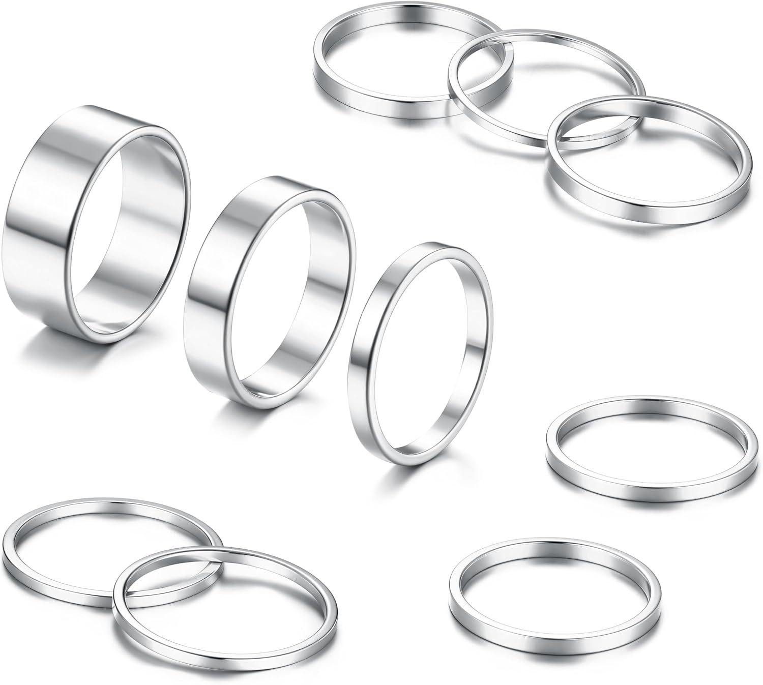 71Swf5WnibL._AC_SL1500_.jpg Silver Rings for Women Non Tarnish Stainless Steel Rings Set Dainty Gold Band Ring Stack Simple Stackable Thumb Pinky Ring for Multiple Size - Image 1