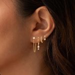 Gold Earrings for Women, 14k Gold Plated Dangle Huggie Earrings for Women Trendy Dainty Gold Hoop Earring Stacks Hypoallergenic Pearl Chain Drop Cartilage Earring Fashion Womens Jewelry - Image 2