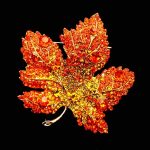 Vintage Stylish Full Micro Pave Yellow Orange Red Crystal Big Maple Leaf Brooch Pin Autumn Jewelry - Image 2