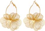 Dangle Flower Earrings for Women Statement Trendy Hoop Earring Floral Drop Earrings Jewelry
