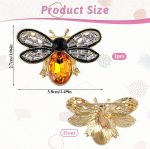 Bee Brooch Pin, Honey Bee Rhinestone Pins Vintage Crystal Insect Themed Lapel Pins Stylish Accessories for Women Men Party Dating Daily - Image 2
