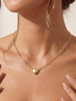 Dainty Heart Pendant Necklace, 14k Gold/Silver Plated Paperclip Choker for Women, Minimalist Love Chain, Daily Stackable Jewelry, Sweet Gift for Women - Image 2